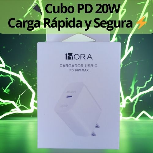 🔌⚡ Cubo PowerCharge PD 20W Tipo-C | Carga Turbo al Instante ⚡